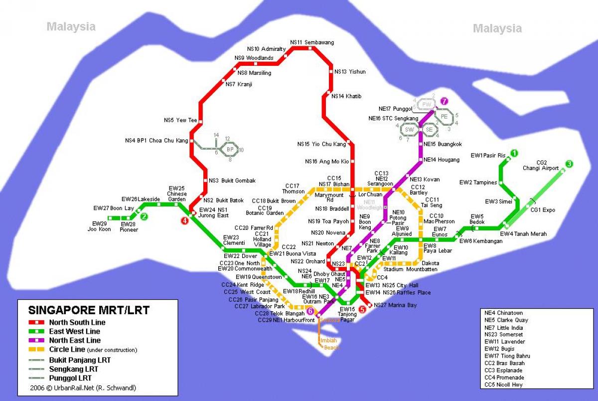 mtr-route, Karte, Singapur